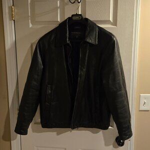 Perry Ellis Portfolio XL men's black leather jacket